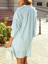 Ruffled Striped Notched Mini Dress OutfitFlow
